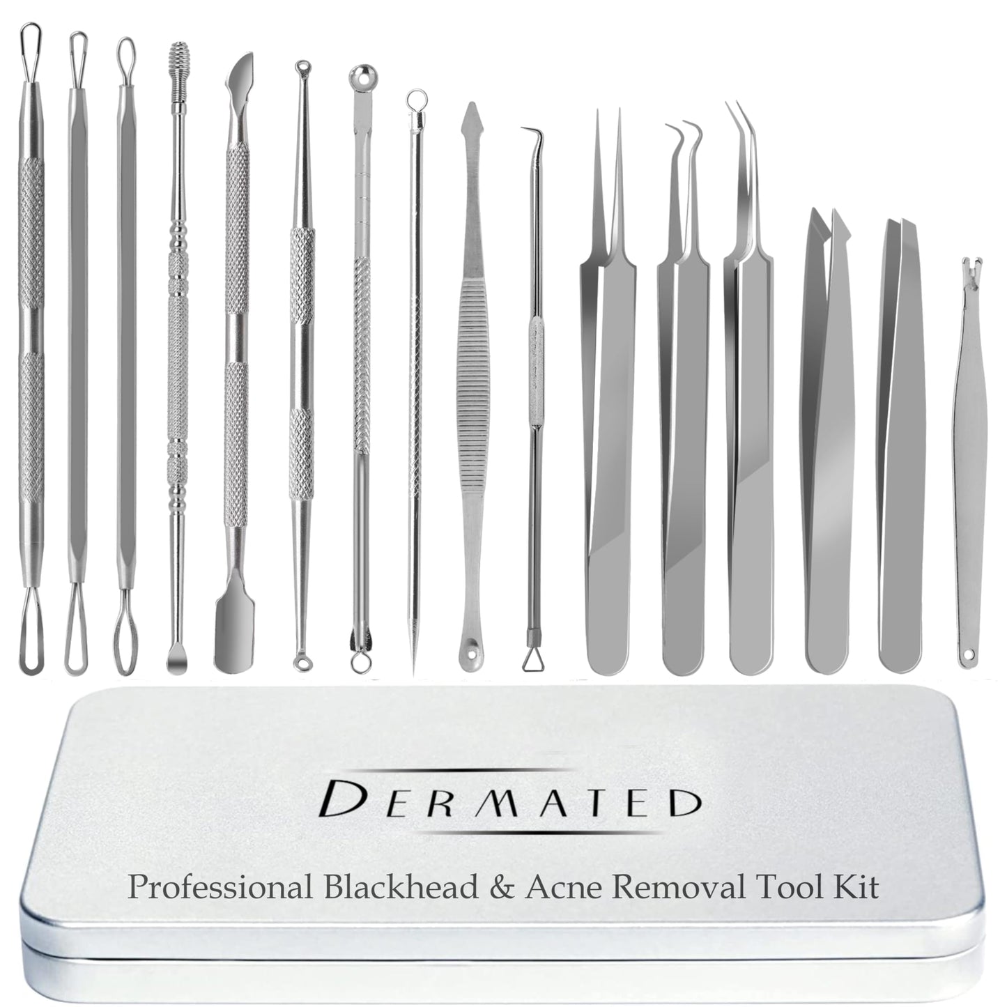 [6 Pcs] 2025 Latest Pimple Popper Tool Kit | Stainless Steel Blackhead Remover with Leather Case & Mirror for Acne, Blackheads, Whiteheads, Face & Nose