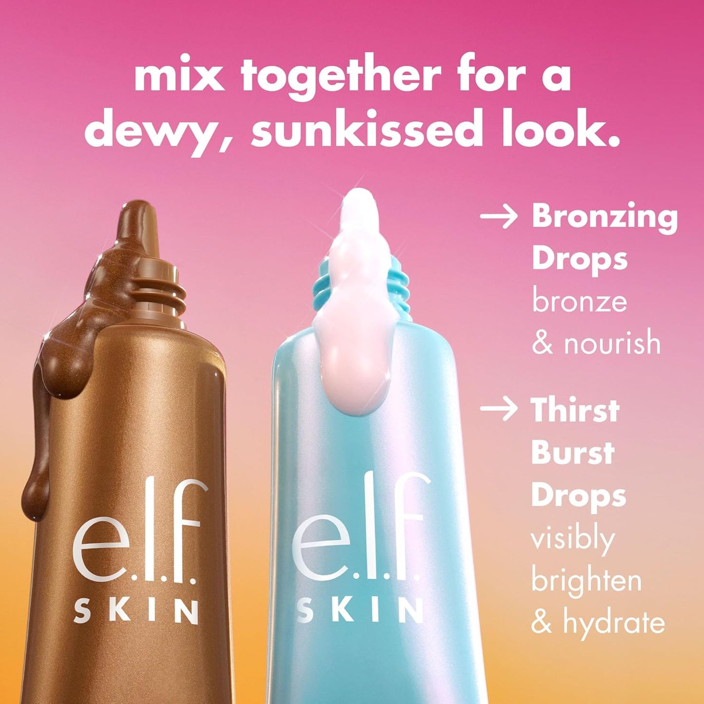 e.l.f. SKIN The Hottest Drops Duo, Holy Hydration! Thirst Burst Drops & Bronzing Drops Skincare Set, For A Dewy, Sun-Kissed Look, Vegan & Cruelty-Free