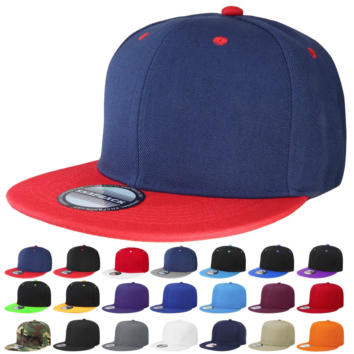 Classic Snapback Hat Cap Hip Hop Style Flat Bill Blank Solid Color Adjustable Size