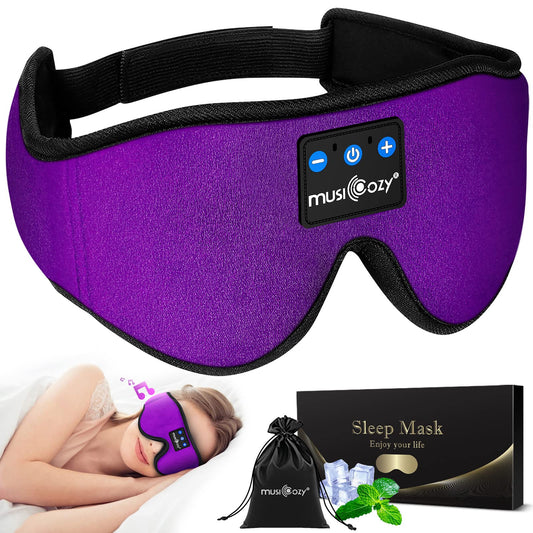 MUSICOZY Sleep Headphones Bluetooth 5.4 Headband Sleeping Eye Mask for Mom Women Men Wireless Music Earbuds Earphones for Side Sleepers Built-in HD Speakers Cool Gadgets Unique Gifts