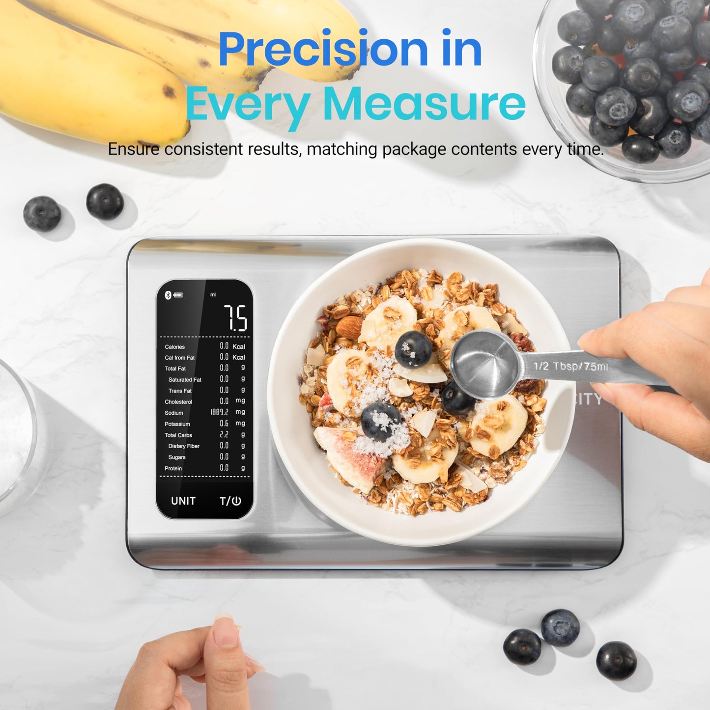 Etekcity Food Kitchen Scale, Digital Grams and Ounces for Weight Loss, Baking, Cooking, Keto and Meal Prep, LCD Display, Medium, 304 Stainless Steel