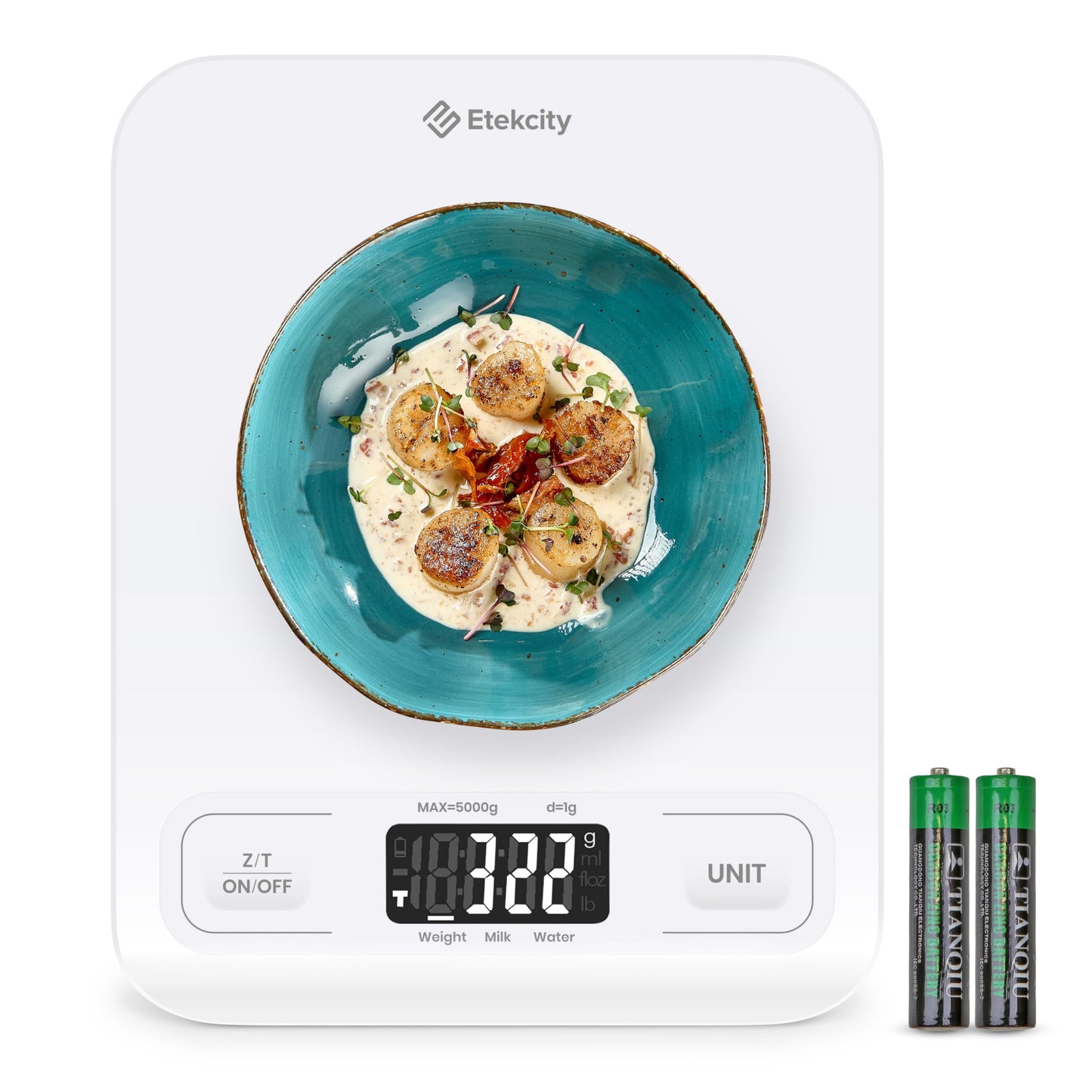 Etekcity Food Kitchen Scale, Digital Grams and Ounces for Weight Loss, Baking, Cooking, Keto and Meal Prep, LCD Display, Medium, 304 Stainless Steel