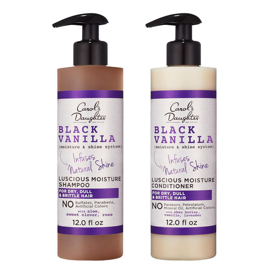 Carol's Daughter Black Vanilla Sulfate Free Shampoo and Conditioner Set for Curly, Wavy or Natural Hair, Moisturizing Hair Care for Dry, Damaged Split Ends, 1 Kit