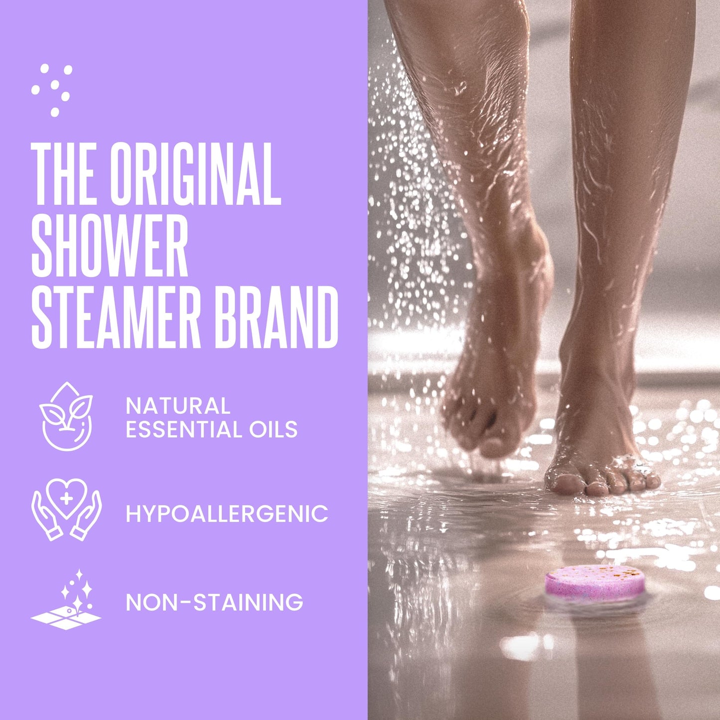 Cleverfy Shower Steamers for Aromatherapy - Purple Box of 6 Shower Bombs