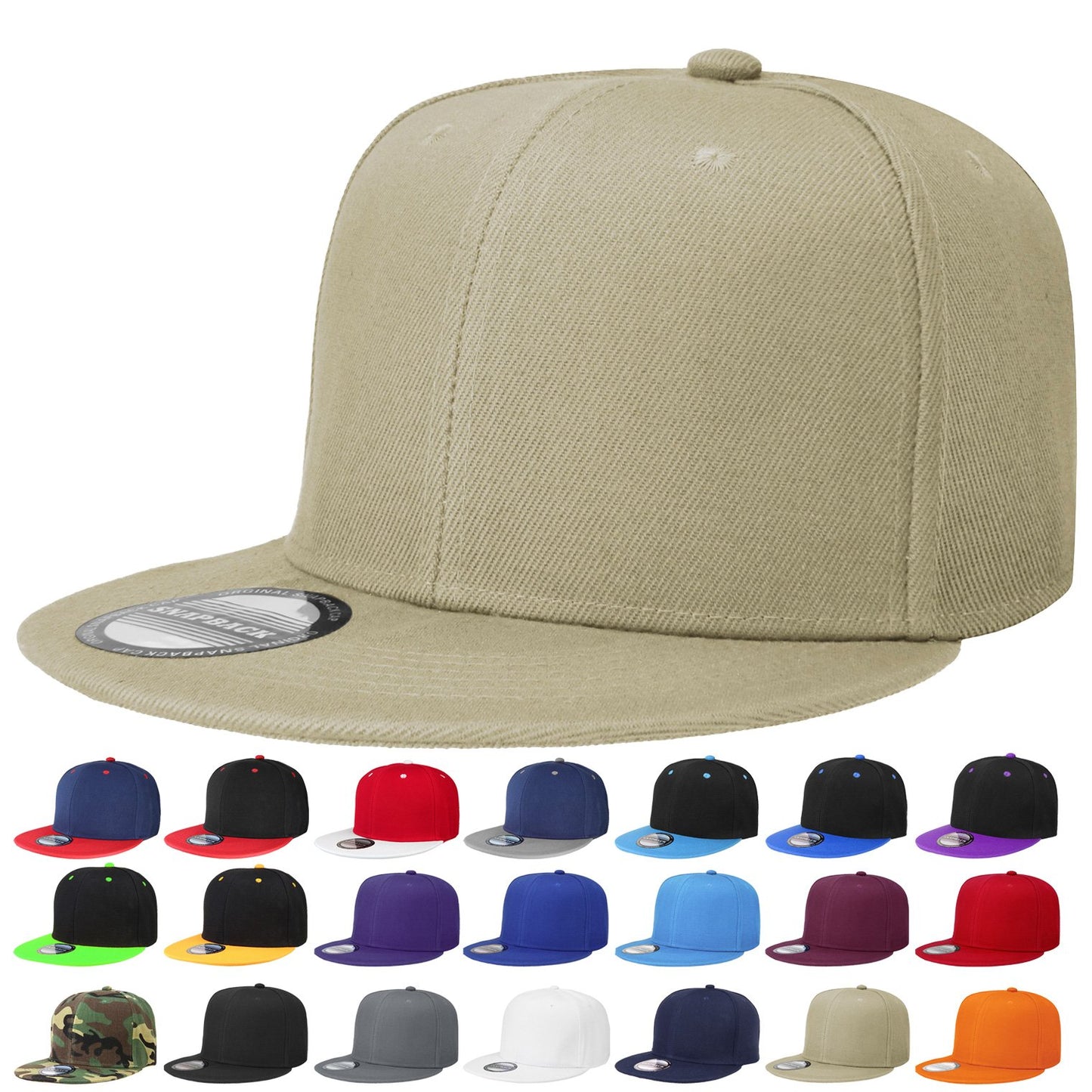 Classic Snapback Hat Cap Hip Hop Style Flat Bill Blank Solid Color Adjustable Size