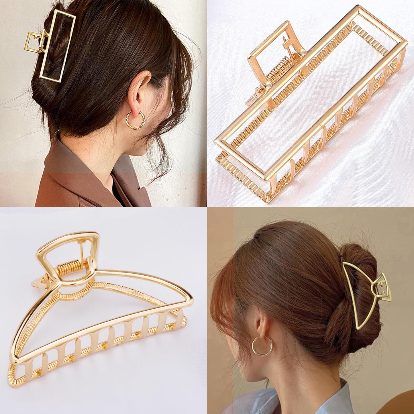 Mehayi 3 PCS Metal Large Claw Clips for Thick Heavy Hair, Strong Hold Big Non-Slip Hair Catch Barrette Jaw Clamp for Long Hair, Fashion Styling Accessories for Women Girls