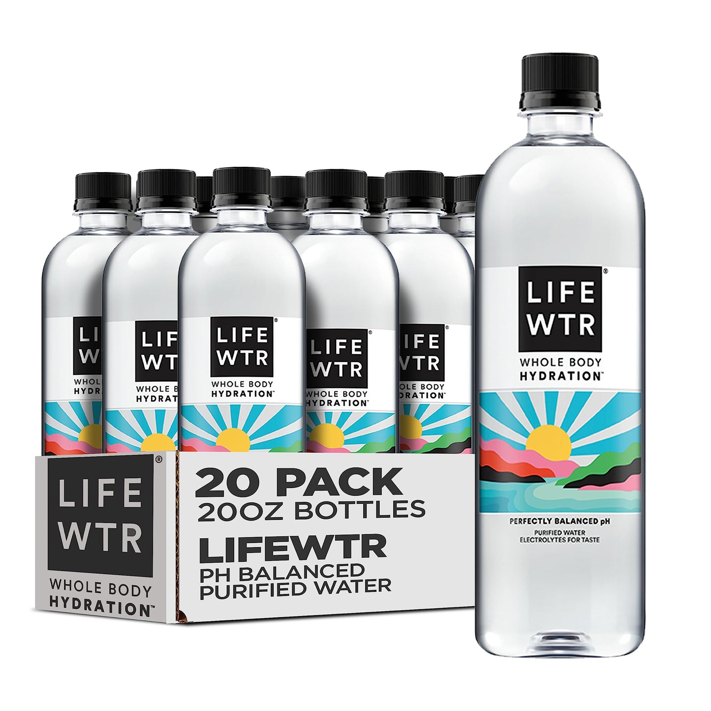 LIFEWTR Premium Purified Water pH Balanced with Electrolytes, 100% recycled plastic bottles, 16.9 Fl Oz Bottles, 500ml (Pack of 12)