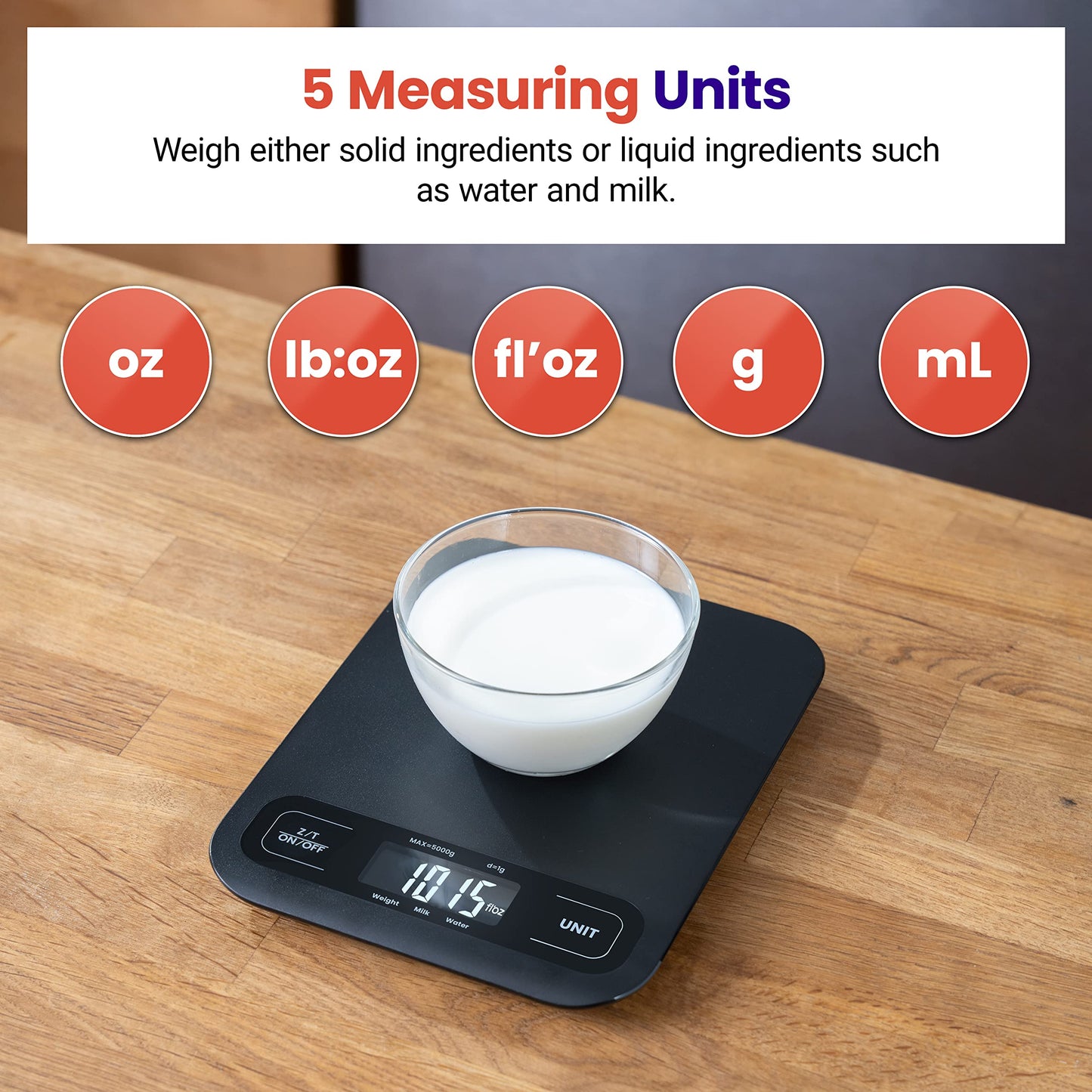 Etekcity Food Kitchen Scale, Digital Grams and Ounces for Weight Loss, Baking, Cooking, Keto and Meal Prep, LCD Display, Medium, 304 Stainless Steel