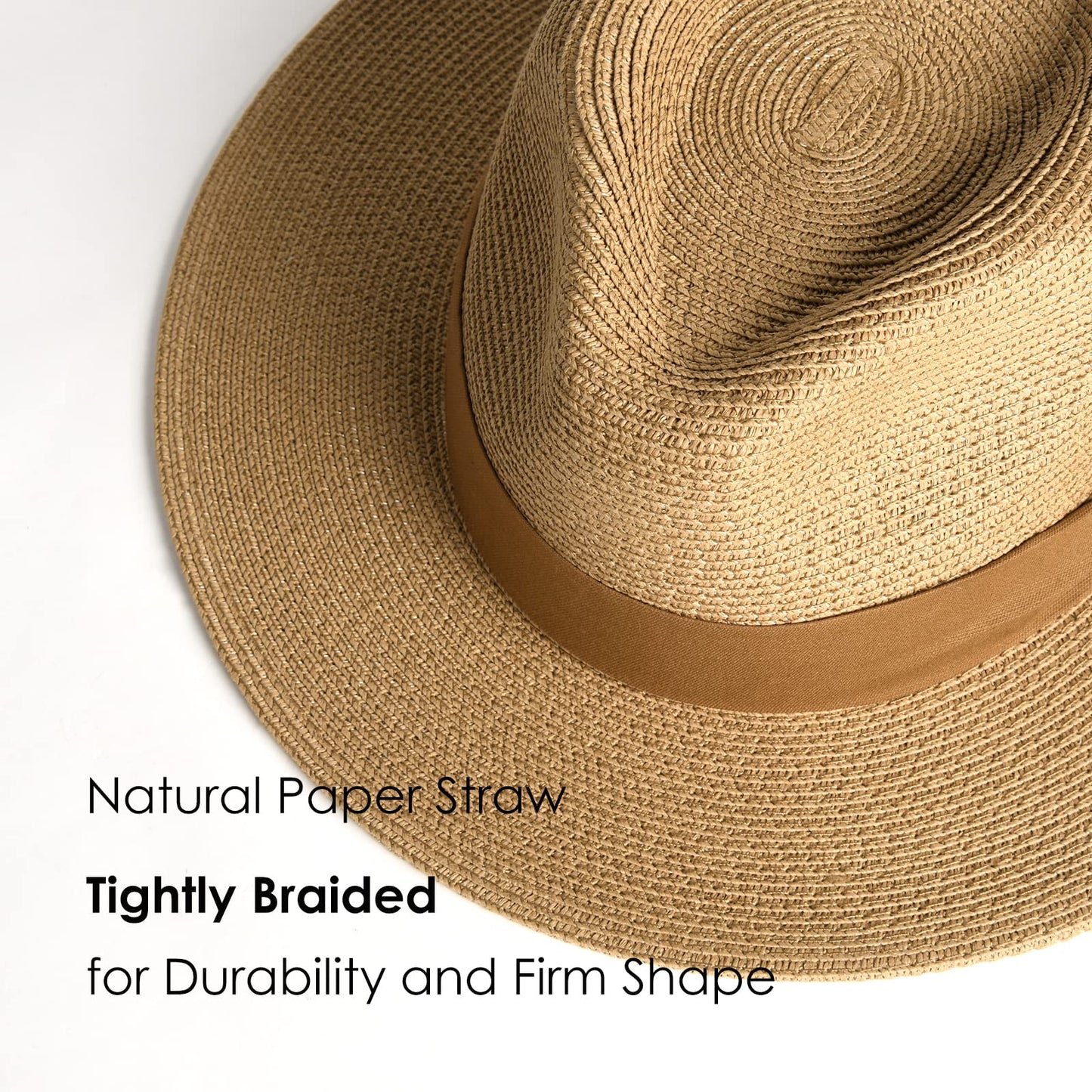 FURTALK Womens Mens Wide Brim Straw Panama Hat Fedora Summer Beach Sun Hat UPF Straw Hat for Women