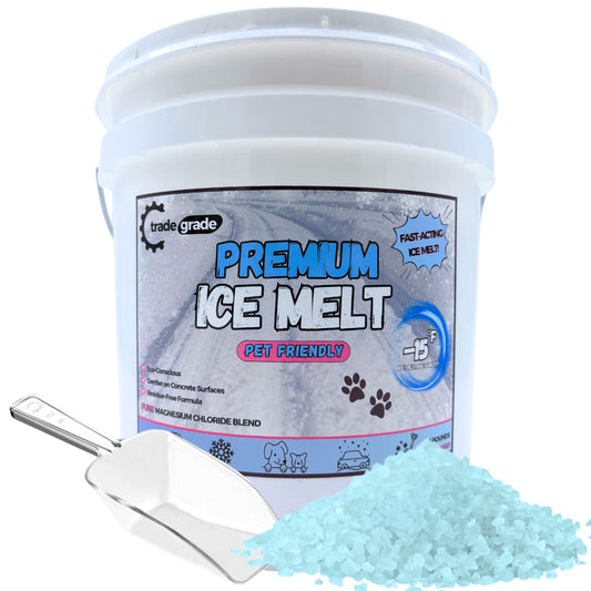 Pet-Friendly Ice Melt – Fast-Acting Magnesium Chloride Formula, Safer for Pets & Surfaces, 15lb Bucket with Scoop