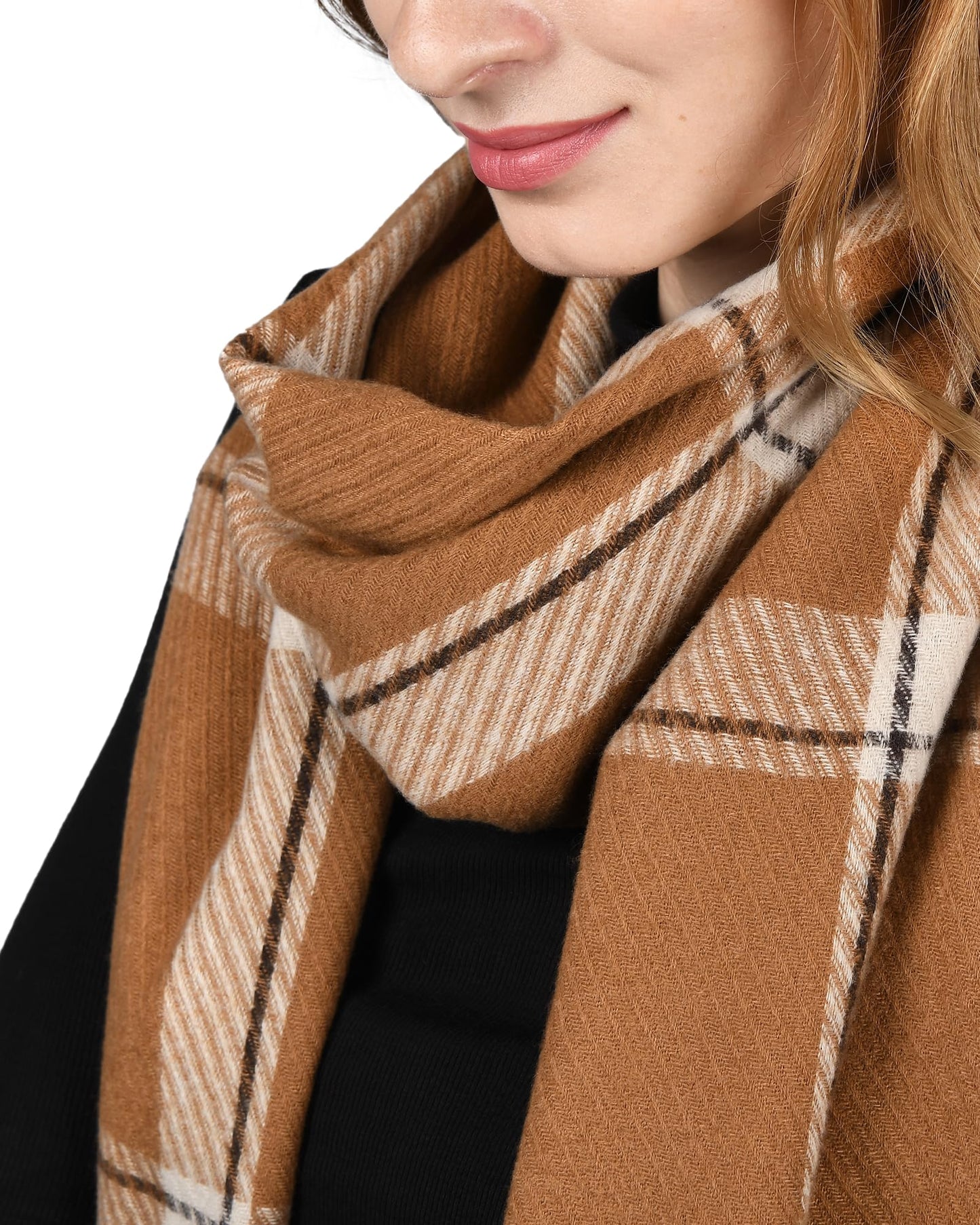 FURTALK Winter Scarf for Women Shawl Cashmere Feel Tassel Plaid Large Oversized Scarves Wraps