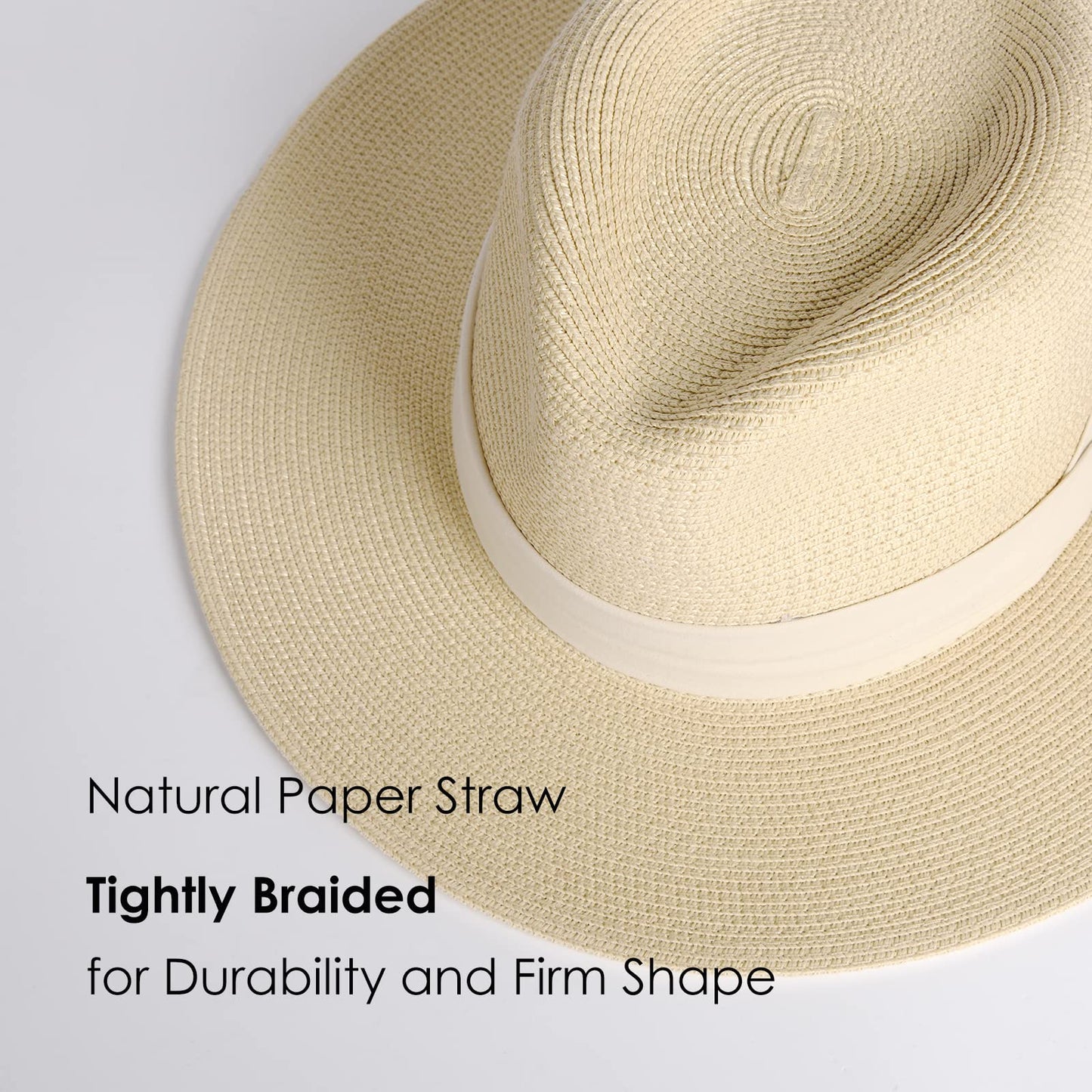 FURTALK Womens Mens Wide Brim Straw Panama Hat Fedora Summer Beach Sun Hat UPF Straw Hat for Women