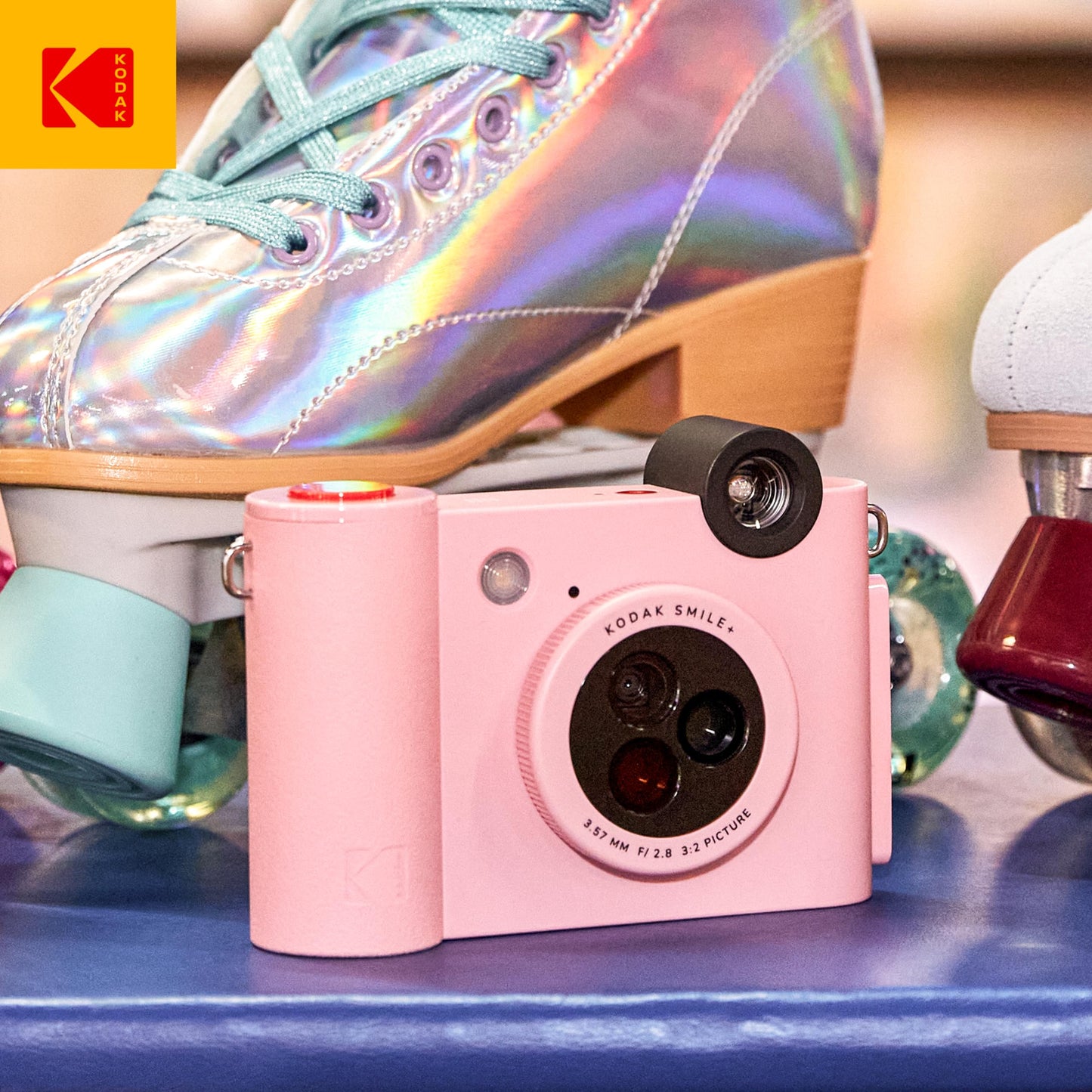 KODAK Smile+ 2-in-1 Digital Instant Print Camera & Wireless Bluetooth Photo Printer - 10MP, Special-Effect Rotating Lens, Zink 2x3” Sticky-Back Photos, Print via Fun App from Smart Devices - Fuchsia