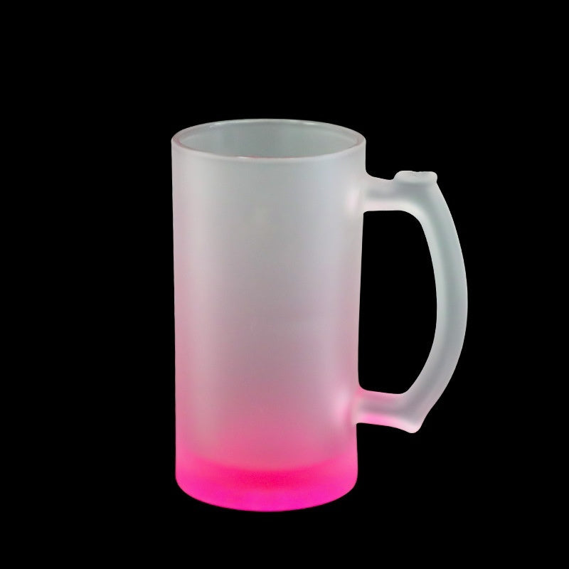 16oz Color Gradient Glass Frosted Hot Gift Cup Glass Cup