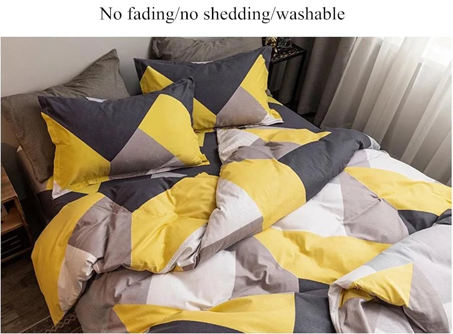 WOSTAR Luxury bedding set king size duvet cover bed sheet and pillowcase geometry printed nordic style bedclothes home textiles