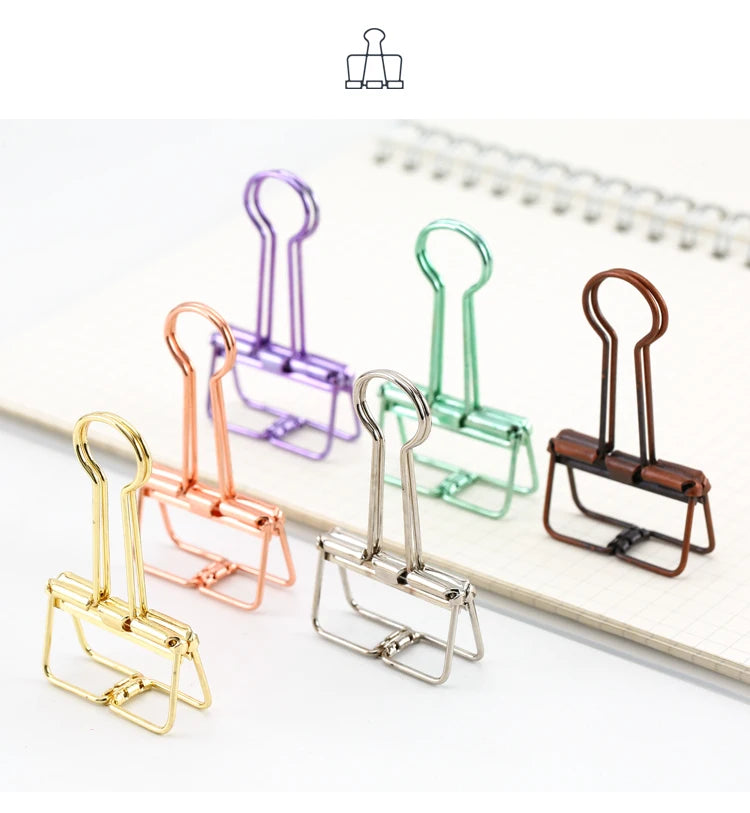 Mr Paper 8 Colors 3 Sizes 1 Pcs Colors Gold Sliver Rose Green Purple Binder Clips Large Medium Small Office Study Binder Clips