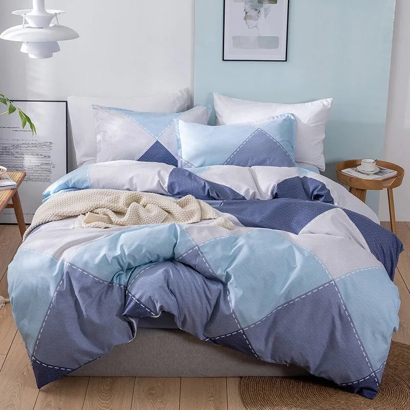 WOSTAR Luxury bedding set king size duvet cover bed sheet and pillowcase geometry printed nordic style bedclothes home textiles