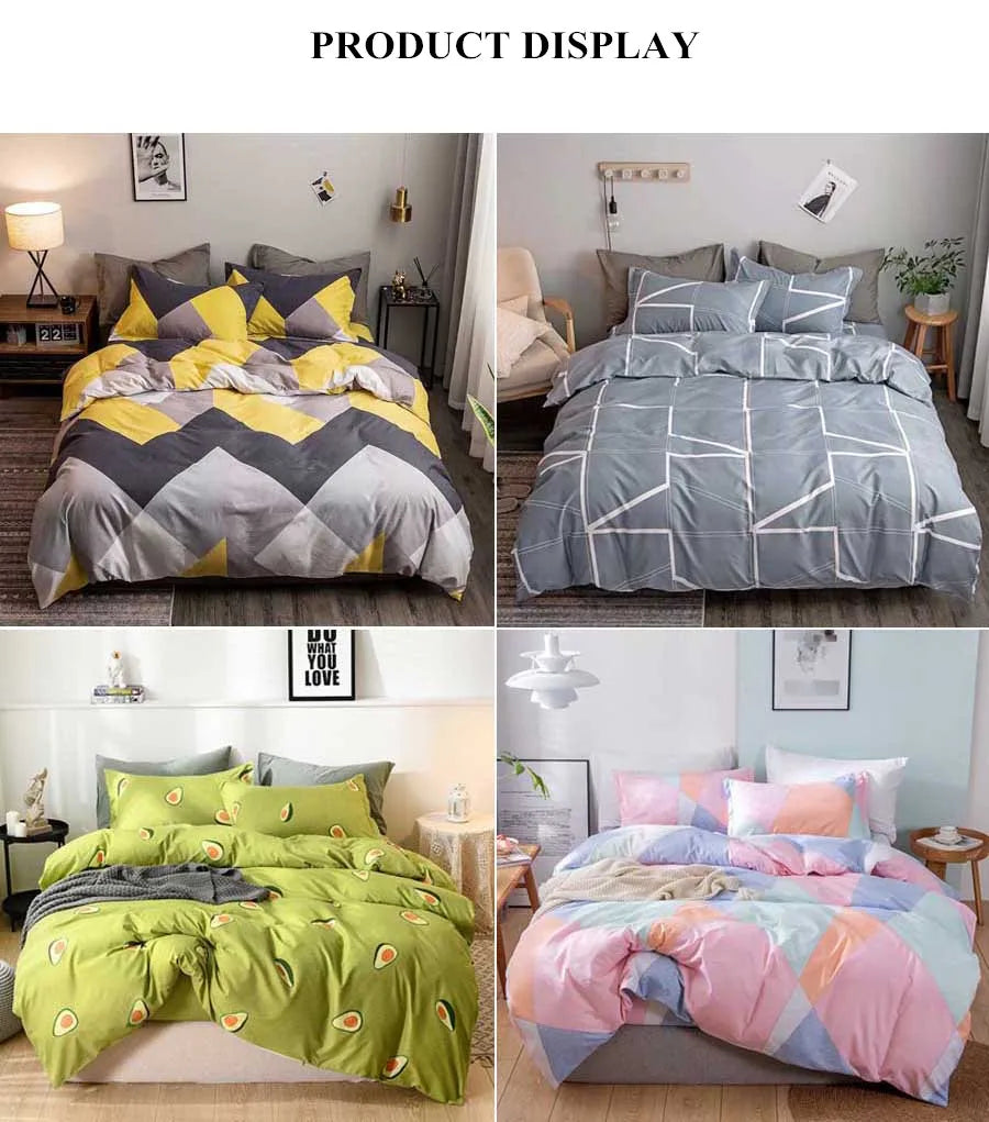 WOSTAR Luxury bedding set king size duvet cover bed sheet and pillowcase geometry printed nordic style bedclothes home textiles