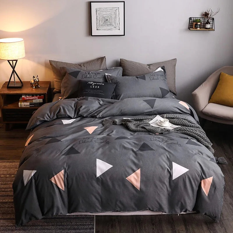 WOSTAR Luxury bedding set king size duvet cover bed sheet and pillowcase geometry printed nordic style bedclothes home textiles