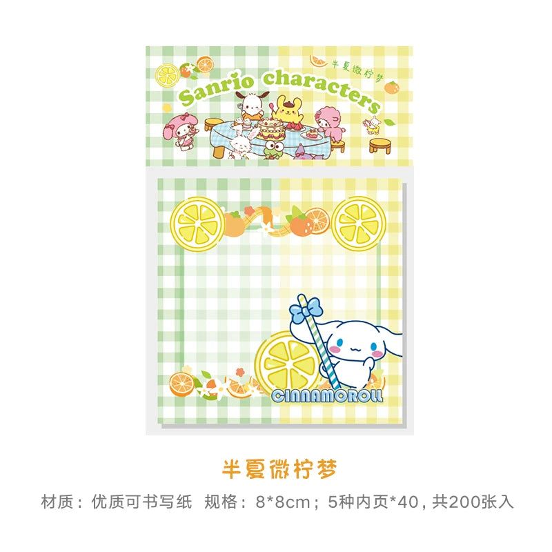 200 Pages Cute Cartoon Grid Character Memo Pad Scrapbooking Diary DIY Kawaii Stationery Non Sticky Notes Message Notepad Gift