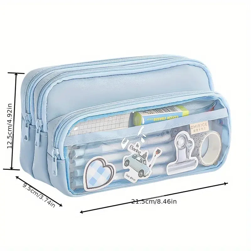 New Large Capacity Pencil Case Stationery Pen Bag Beauty Bag Portable Cosmetic Storage Bag Back to School Student Supplies