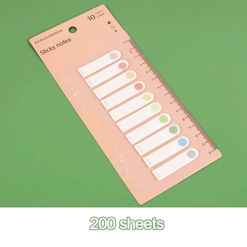 200sheets Sticky Tabs Sticky Notes Index Tabs Page Markers Memo Pad Stickers Notepad Book Annotation Office School Cute Supplies