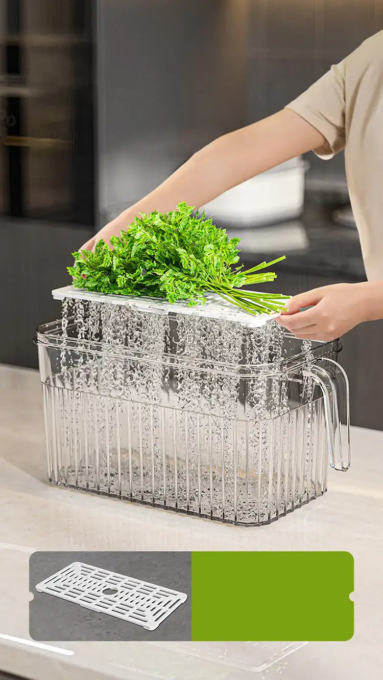 Refrigerator Storage Food Container Fresh Vegetable Fruit Boxes Drain Basket Storage Containers Pantry Kitchen Organizer