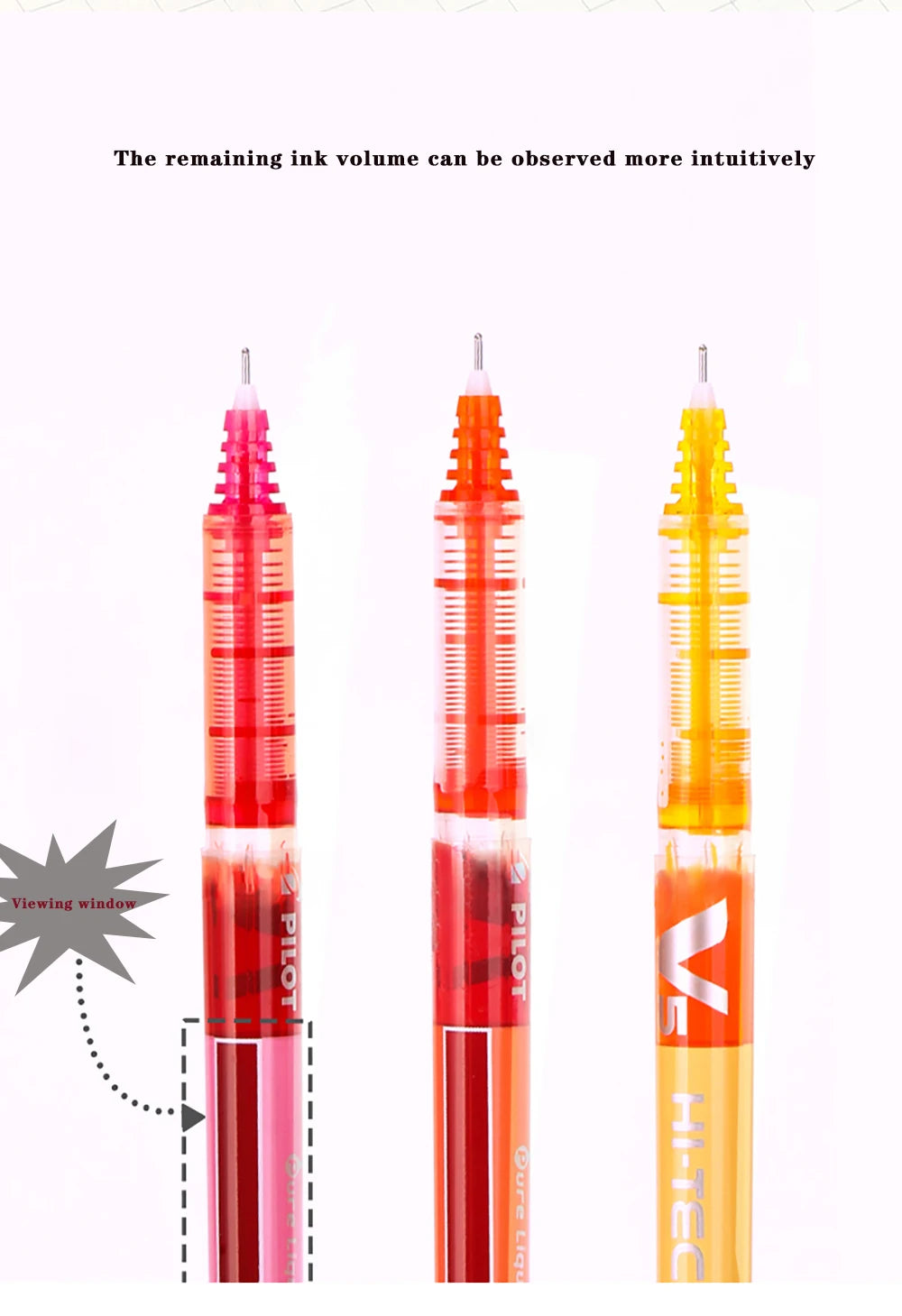 12 Pilot BX-V5 Gel Pens Hi Tecpoint Straight Liquid Pen Large Capacity Quick-drying Ink 0.5mm Needle Point Stationery