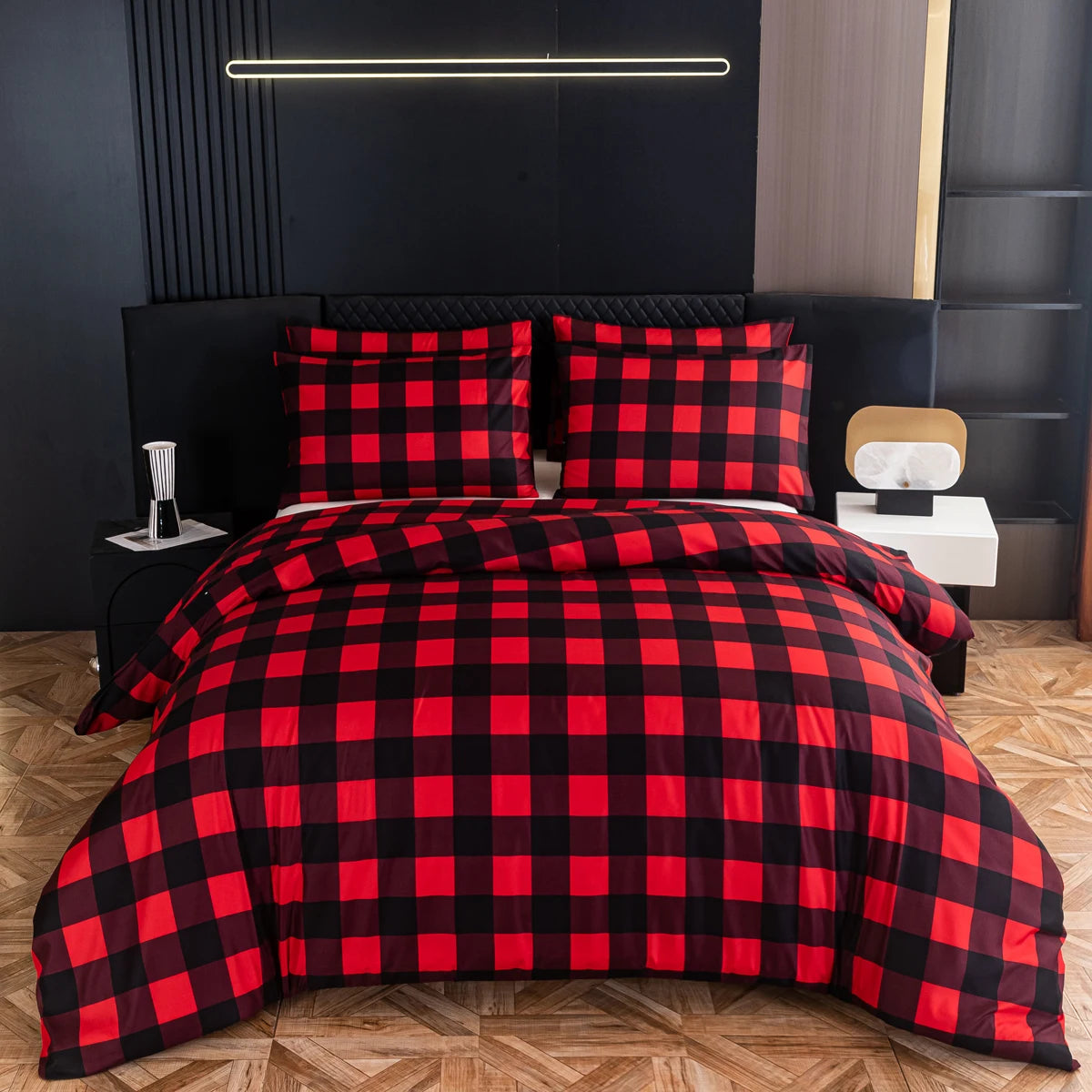 Striped Grey Duvet Cover Twin Queen Size Reversible Neutral Orange Plaid Quilt Cover Geometric Bedding Set Microfiber 3 Pcs Set