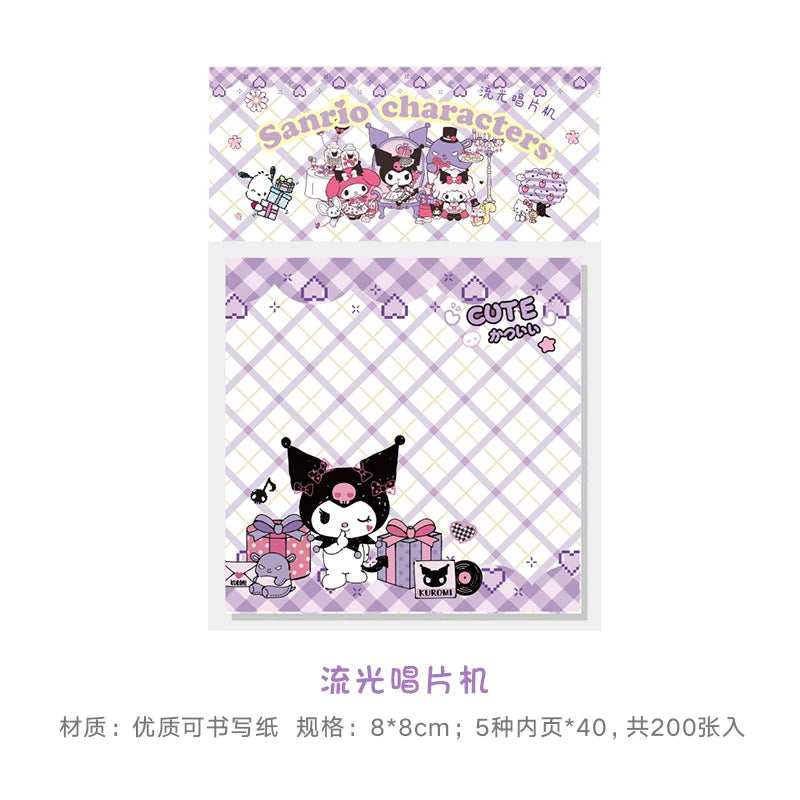 200 Pages Cute Cartoon Grid Character Memo Pad Scrapbooking Diary DIY Kawaii Stationery Non Sticky Notes Message Notepad Gift