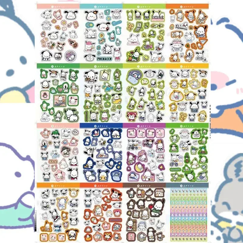 450Pcs Sanrio Kuromi Hello Kitty Sticker Book Melody Goo Card Cartoon Kawaii Sticker Hand Account Decoration For Girls Gift