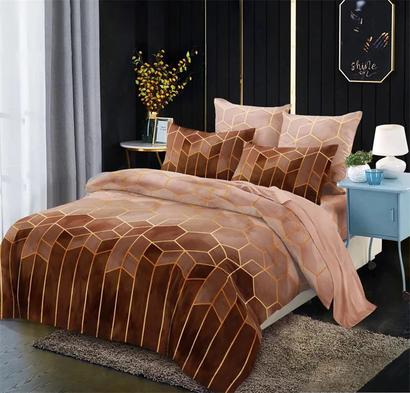 Striped Grey Duvet Cover Twin Queen Size Reversible Neutral Orange Plaid Quilt Cover Geometric Bedding Set Microfiber 3 Pcs Set