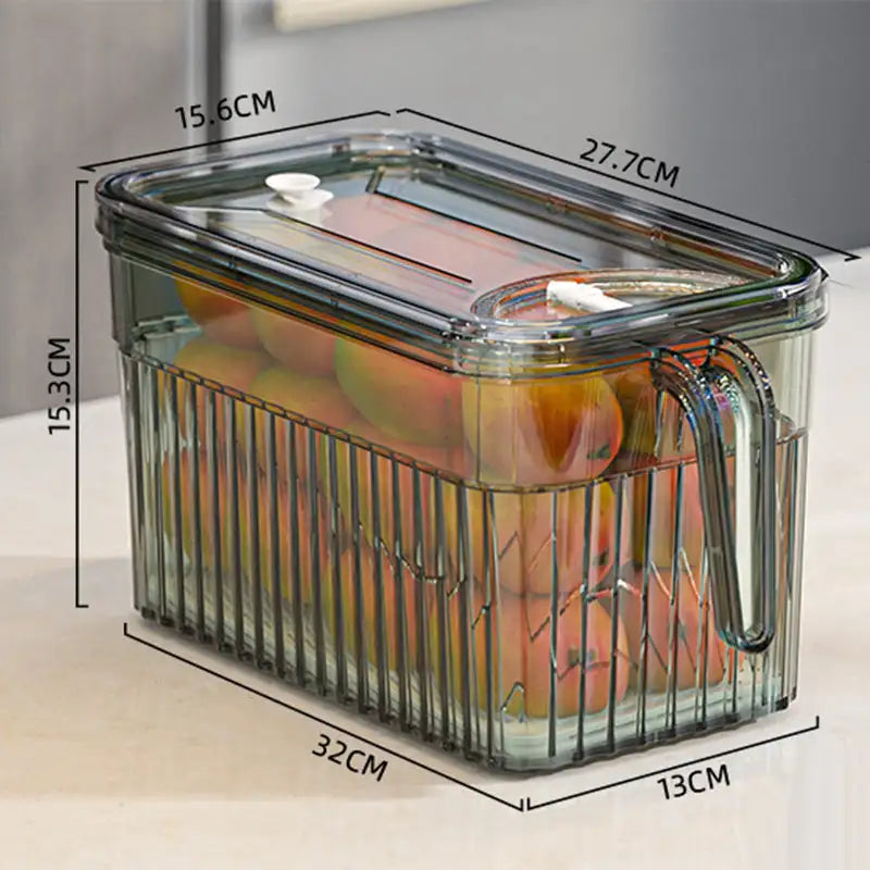 Refrigerator Storage Food Container Fresh Vegetable Fruit Boxes Drain Basket Storage Containers Pantry Kitchen Organizer