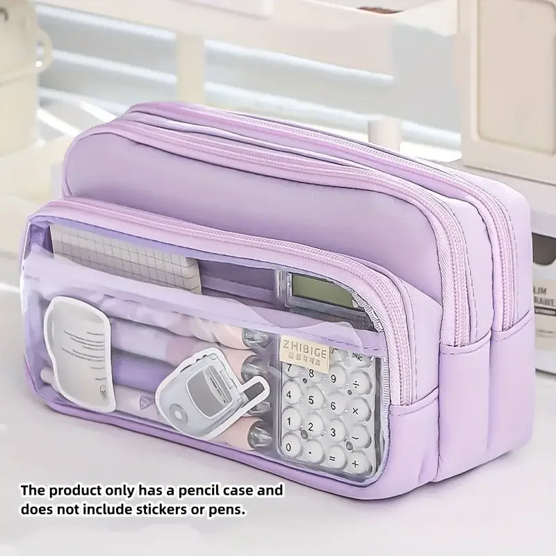 New Large Capacity Pencil Case Stationery Pen Bag Beauty Bag Portable Cosmetic Storage Bag Back to School Student Supplies