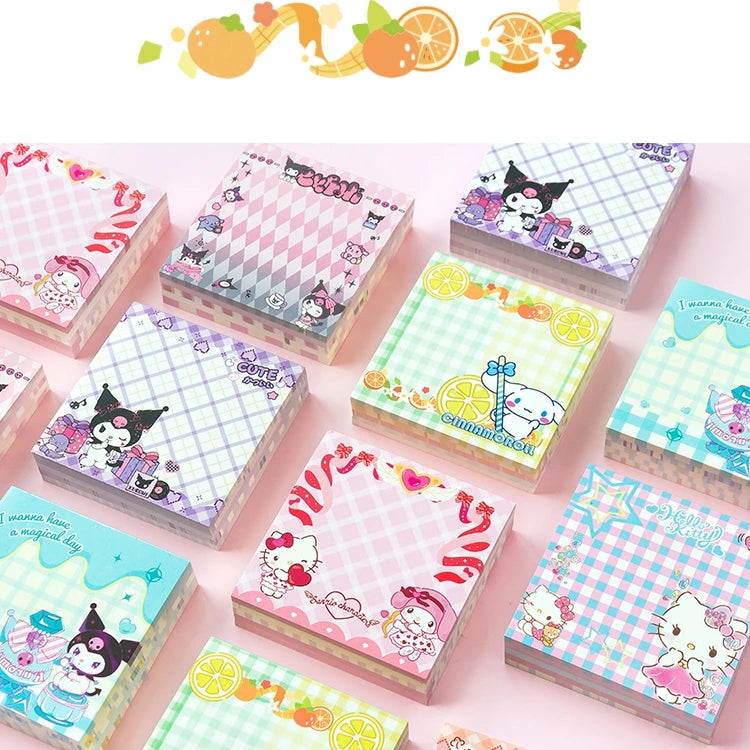 200 Pages Cute Cartoon Grid Character Memo Pad Scrapbooking Diary DIY Kawaii Stationery Non Sticky Notes Message Notepad Gift