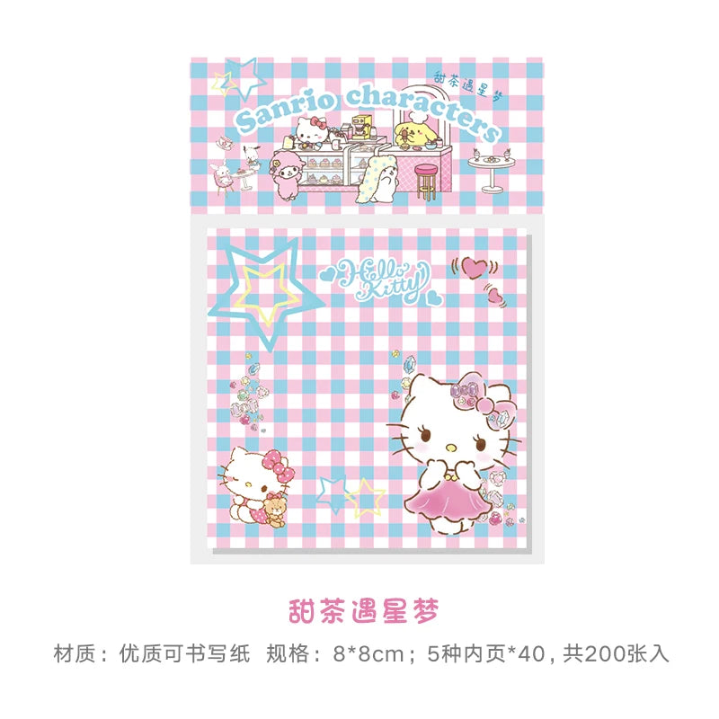 200 Pages Cute Cartoon Grid Character Memo Pad Scrapbooking Diary DIY Kawaii Stationery Non Sticky Notes Message Notepad Gift