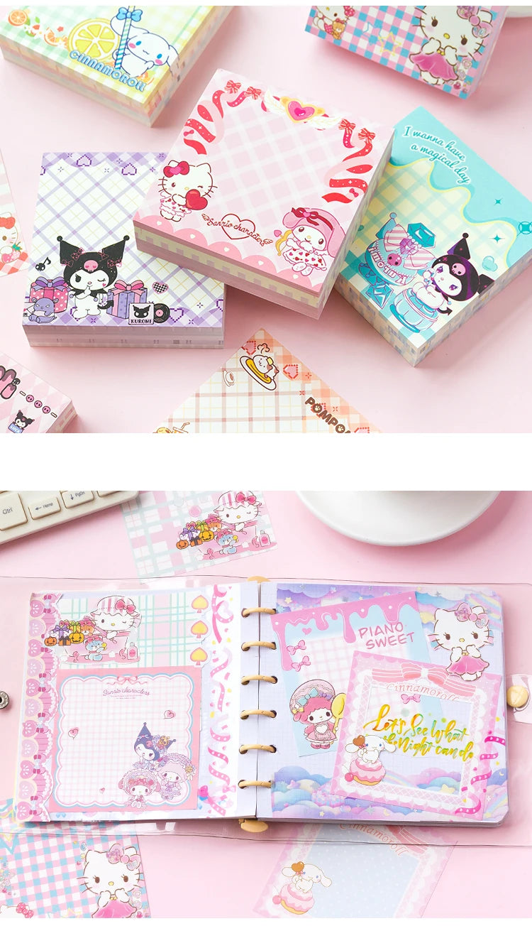 200 Pages Cute Cartoon Grid Character Memo Pad Scrapbooking Diary DIY Kawaii Stationery Non Sticky Notes Message Notepad Gift