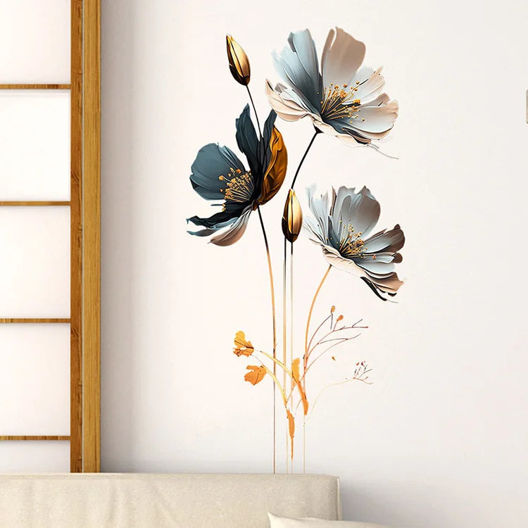 Beautiful Flower Wall Sticker For Living Room Background Decor Decals Bedroom Beautify Home Decoration Self-adhesive Wallpaper