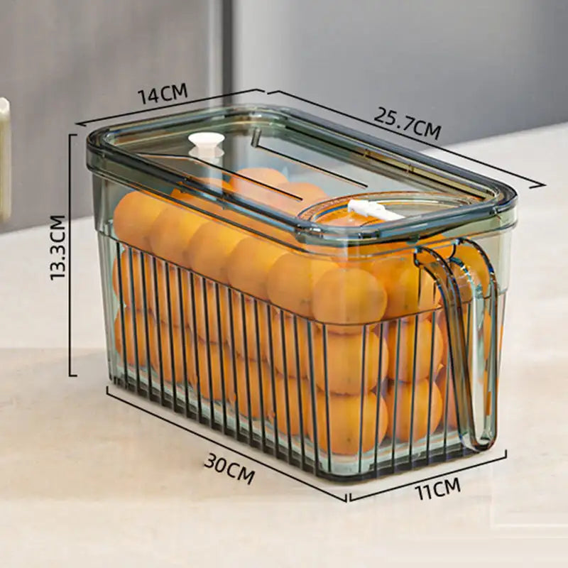 Refrigerator Storage Food Container Fresh Vegetable Fruit Boxes Drain Basket Storage Containers Pantry Kitchen Organizer