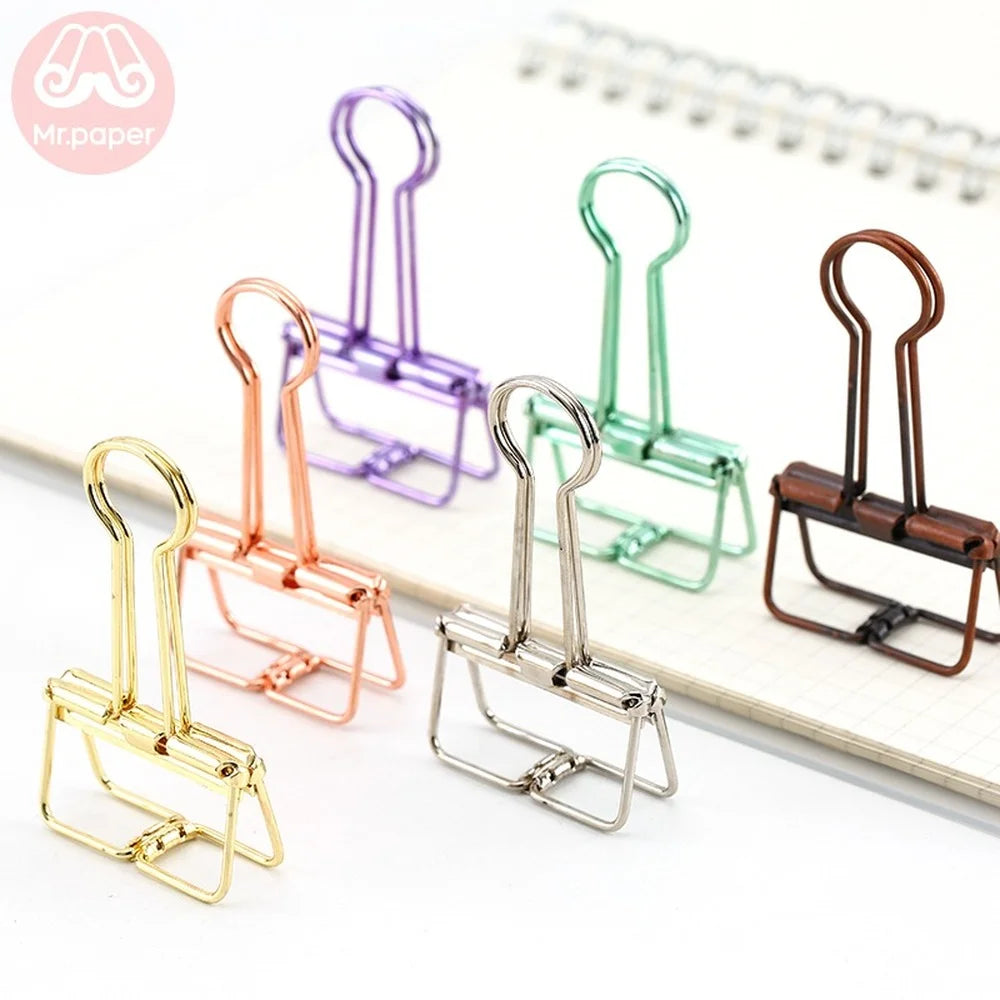 Mr Paper 8 Colors 3 Sizes 1 Pcs Colors Gold Sliver Rose Green Purple Binder Clips Large Medium Small Office Study Binder Clips