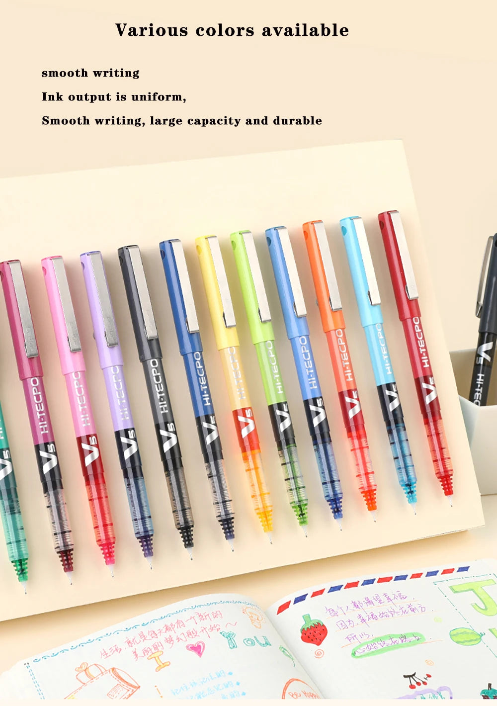 12 Pilot BX-V5 Gel Pens Hi Tecpoint Straight Liquid Pen Large Capacity Quick-drying Ink 0.5mm Needle Point Stationery