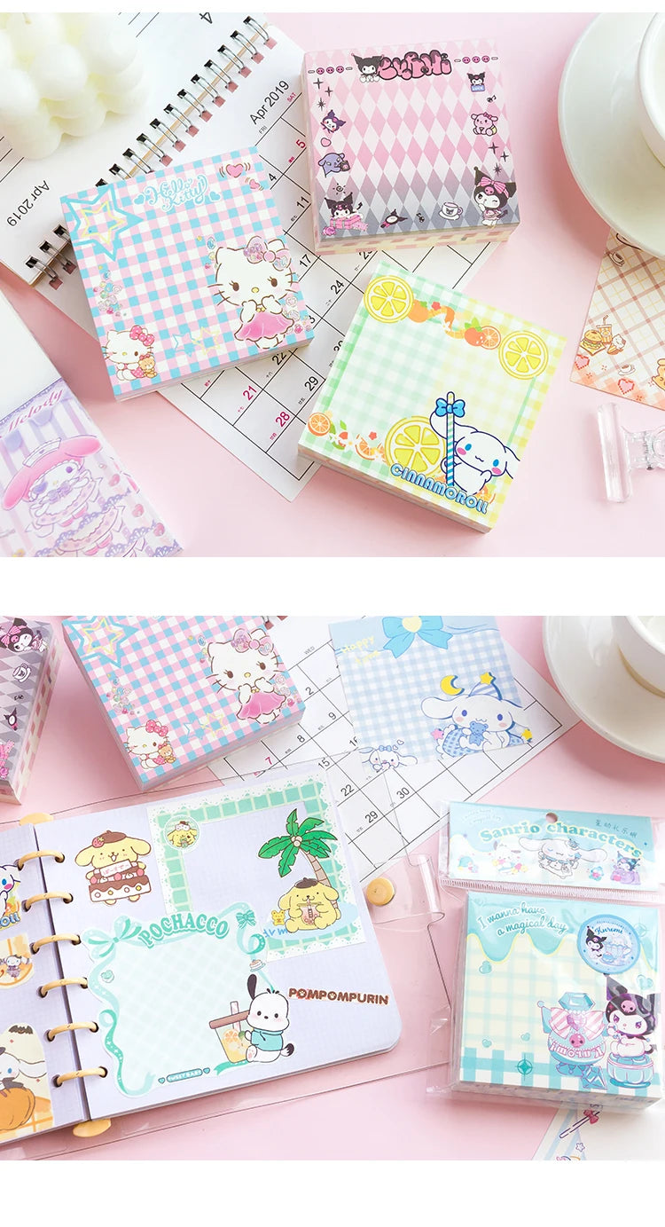 200 Pages Cute Cartoon Grid Character Memo Pad Scrapbooking Diary DIY Kawaii Stationery Non Sticky Notes Message Notepad Gift