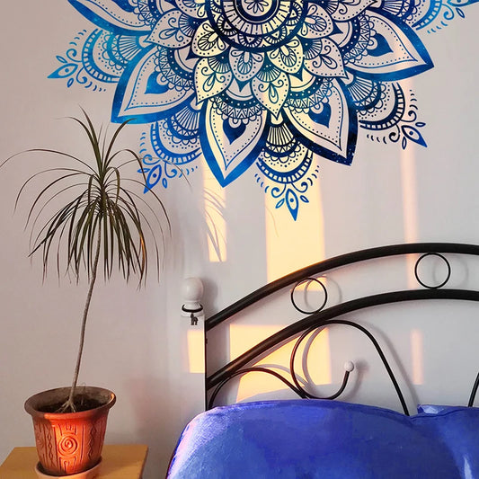 Mandala Bedroom Decals Vinyl Yoga Wallpaper Lotus Wall Stickers Bohemian Style Zen Murals