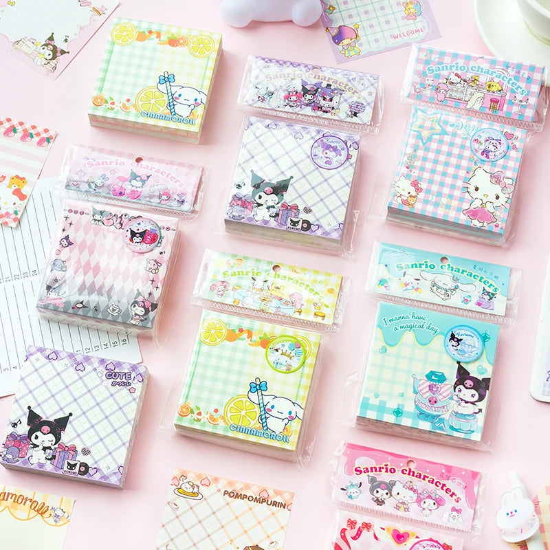 200 Pages Cute Cartoon Grid Character Memo Pad Scrapbooking Diary DIY Kawaii Stationery Non Sticky Notes Message Notepad Gift