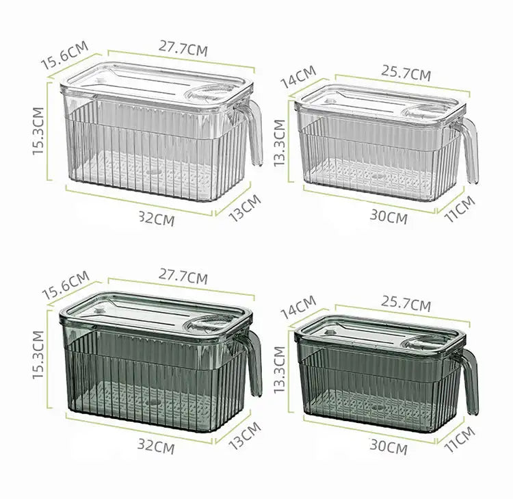 Refrigerator Storage Food Container Fresh Vegetable Fruit Boxes Drain Basket Storage Containers Pantry Kitchen Organizer