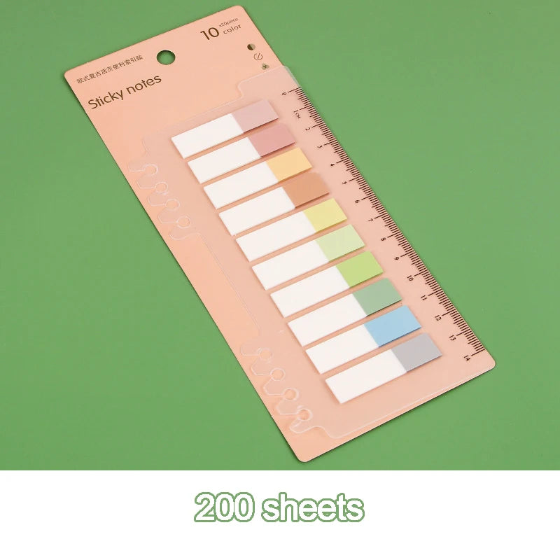 200sheets Sticky Tabs Sticky Notes Index Tabs Page Markers Memo Pad Stickers Notepad Book Annotation Office School Cute Supplies