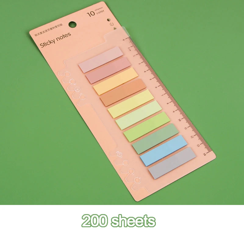 200sheets Sticky Tabs Sticky Notes Index Tabs Page Markers Memo Pad Stickers Notepad Book Annotation Office School Cute Supplies