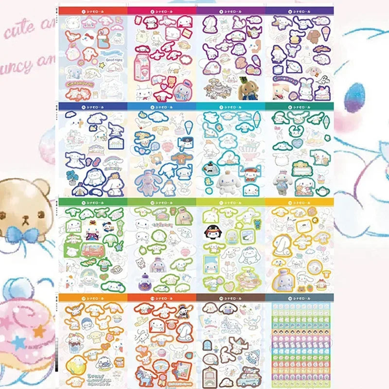 450Pcs Sanrio Kuromi Hello Kitty Sticker Book Melody Goo Card Cartoon Kawaii Sticker Hand Account Decoration For Girls Gift