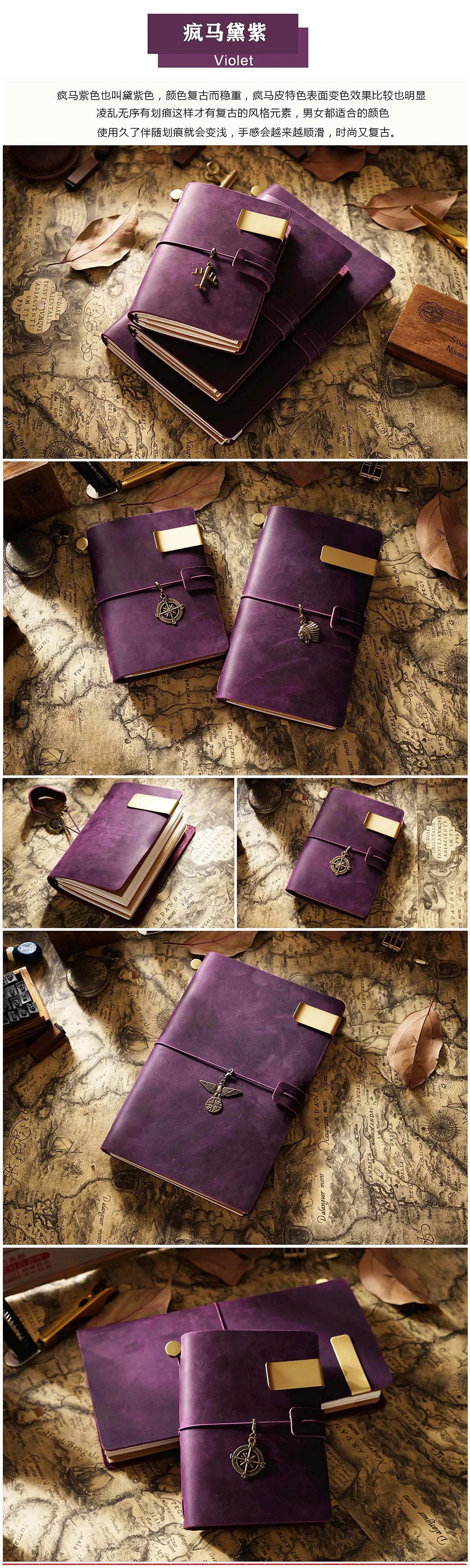 Moterm Hot Sale 100% Genuine Leather Notebook Handmade Vintage Cowhide Diary Journal Sketchbook Planner TN Travel Notebook Cover