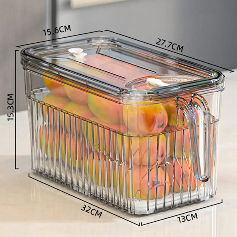 Refrigerator Storage Food Container Fresh Vegetable Fruit Boxes Drain Basket Storage Containers Pantry Kitchen Organizer